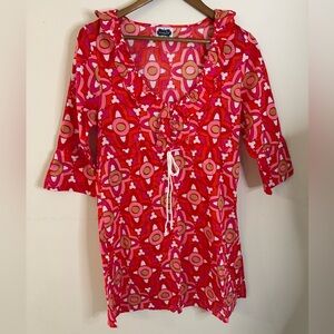 Mud Pie colorful cotton floral ruffled mini dress SZ small